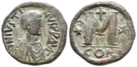 JUSTINIAN I, 527-565 AD. AE, Follis. Constantinople. 17.38g 31.1m
