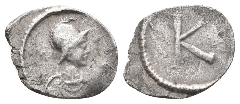 ANONYMOUS. Time of Justinian I (527-565 AD). AR, Half Siliqua. Constantinople. 0...