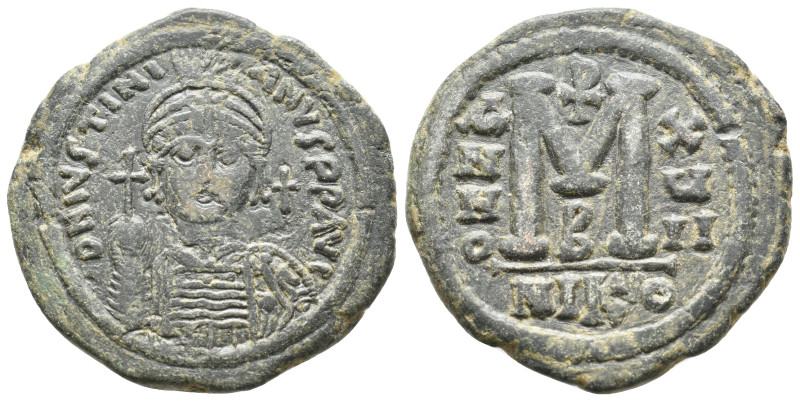 JUSTINIAN I, 527-565 AD. AE, Follis. Nikomedia. 19.82g 35.2m