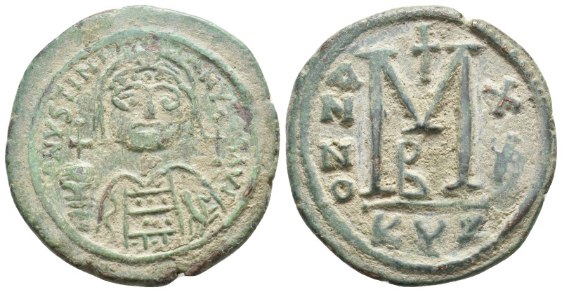JUSTINIAN I, 527-565 AD. AE, Follis. Kyzikos. 20.46g 35.9m