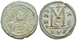 JUSTINIAN I, 527-565 AD. AE, Follis. Kyzikos. 20.46g 35.9m