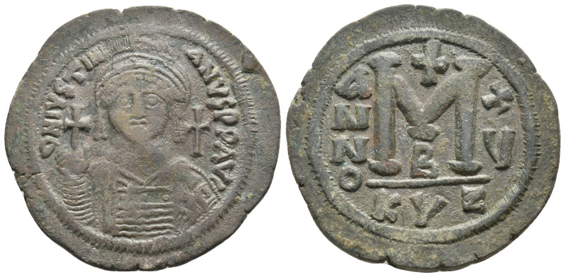JUSTINIAN I, 527-565 AD. AE, Follis. Kyzikos. 23.31g 41.1m