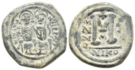 JUSTIN II and SOPHIA, 565-578 AD. AE, Follis. Nicomedia. 13.75g 30.3m