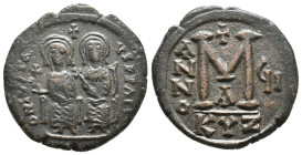 JUSTIN II and SOPHIA, 565-578 AD. AE, Follis. Kyzikos. 14.09g 31.1m