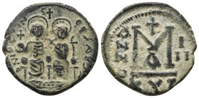JUSTIN II and SOPHIA, 565-578 AD. AE, Follis. Kyzikos. 14.49g 29.9m