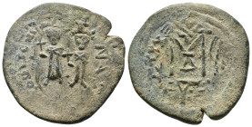 JUSTIN II and SOPHIA, 565-578 AD. AE, Follis. Kyzikos? 16.99g 35m