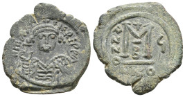 MAURICE TIBERIUS, 582-602 AD. AE, Follis. Constantinople. 11.94g 31.4m