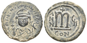 MAURICE TIBERIUS, 582-602 AD. AE, Follis. Constantinople. 11.25g 27.4m
