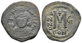 MAURICE TIBERIUS, 582-602 AD. AE, Follis. Constantinople. 11.67g 31.1m