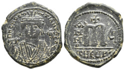 MAURICE TIBERIUS, 582-602 AD. AE, Follis. Theoupolis, 11.99g 30.3m