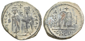 PHOCAS with LEONTIA (602-610). Half Follis. Theoupolis. 10.61g 29.5m