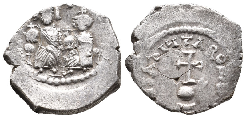 HERACLIUS, with HERACLIUS CONSTANTINE, 610-641 AD. AR, Hexagram. Constantinople....