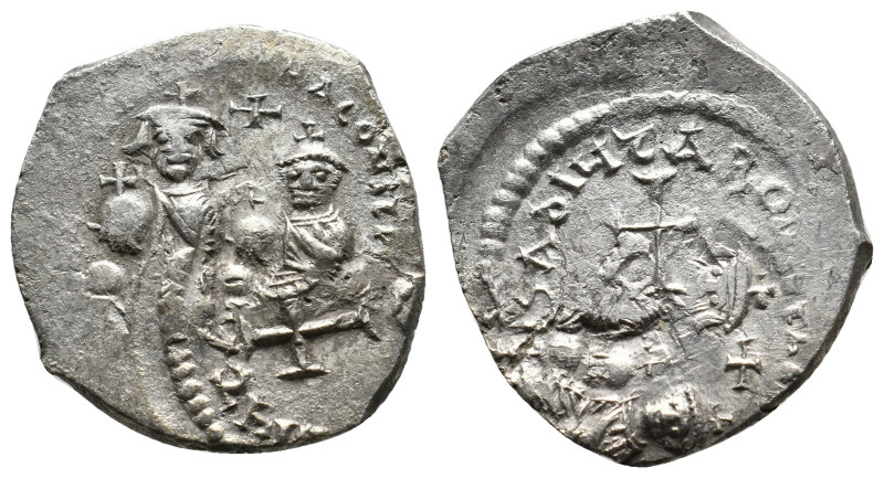 HERACLIUS, with HERACLIUS CONSTANTINE, 610-641 AD. AR, Hexagram. Constantinople....