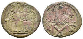 LEO IV the KHAZAR, with CONSTANTINE VI, 775-780 AD. AE, Follis. Constantinople. 3.09g 20.8m