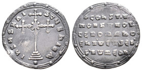 CONSTANTINE VII PORPHYROGENITUS with ROMANUS I, 913-959 AD. AR, Miliaresion. Constantinople. 2.53g 23.8m