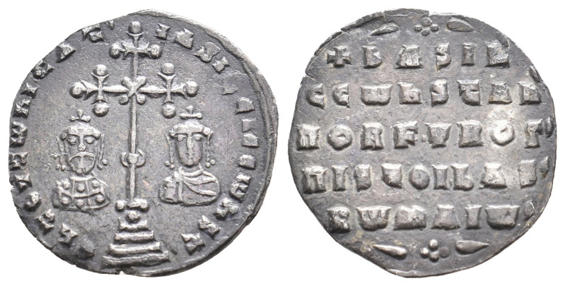 BASIL II and CONSTANTINE VIII, 976-1025 AD. AR, Miliaresion, Constantinople. 2.3...
