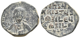 Anonymous Folles. Class A2. Attributed to BASIL II & CONSTANTINE VIII, 976-1025 AD. AE, Follis. Constantinople. 9.4g 28.5m