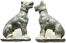 ANCIENT ROMAN BRONZE DOG FIGURINE (1ST-5TH CENTURY AD)
Condition: Very fine.
Weight: 102.36 g.
Diameter: 54.6 mm.

In Roman cult worship, dogs we...