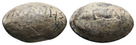 ANCIENT GREEK PB SLING BULLET. (CIRCA 4TH-1ST CENTURY BC). 24.65g 26.35m