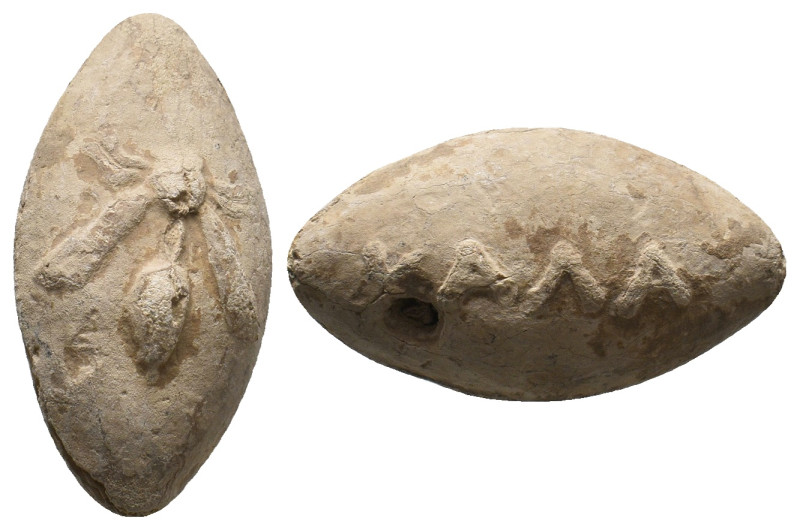 ANCIENT GREEK PB SLING BULLET. (CIRCA 4TH-1ST CENTURY BC). 29.58g 32.45m