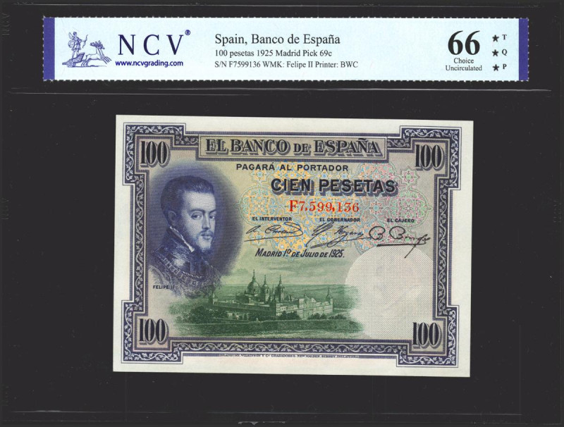 100 Pesetas. 1 de Junio de 1925. Serie F. (Edifil 2021: 350, Pick: 69c). Inusual...