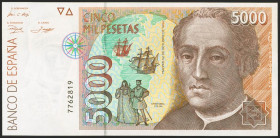 5000 Pesetas. 12 de Octubre de 1992. Sin serie. (Edifil 2021: 484). SC.