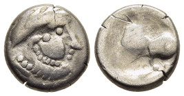 CELTIC COINAGE. Middle Danube (2nd-1st centuries BC). Drachm. 'Kugelwange' type. 

Obv: Celticized laureate head of Zeus to right. 
Rev: Celticized ho...