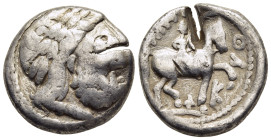 CELTIC COINAGE. Lower Danube (circa 3rd century BC). Tetradrachm, imitating Philip II of Macedon. 

Obv: Laureate head of Zeus to right. 
Rev. ΦΙΛIΠ Y...