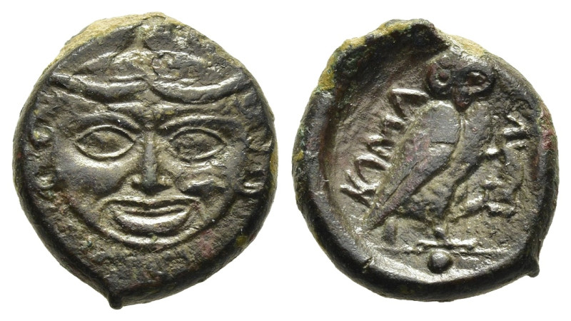 SICILY. Kamarina. AE Onkia (circa 420-405 BC).

Obv: Facing gorgoneion.
Rev: KAM...