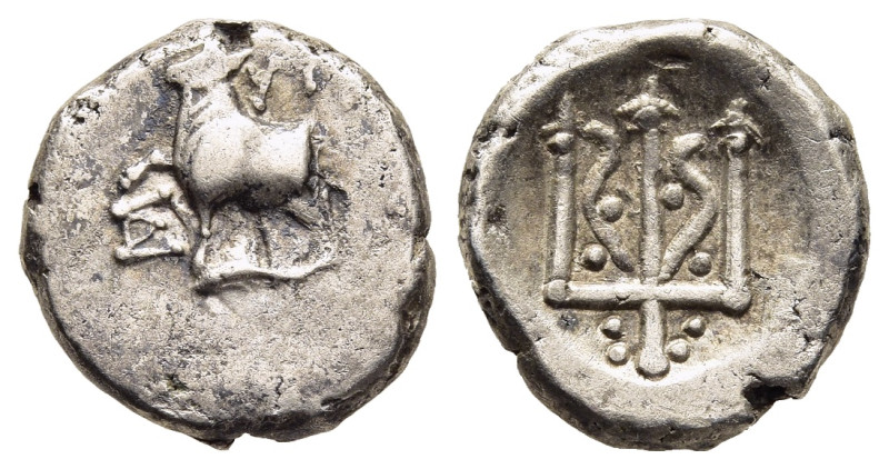 THRACE. Byzantion. Hemidrachm (circa 387/6-340 BC).

Obv: 'ΠΥ.
Forepart of heife...
