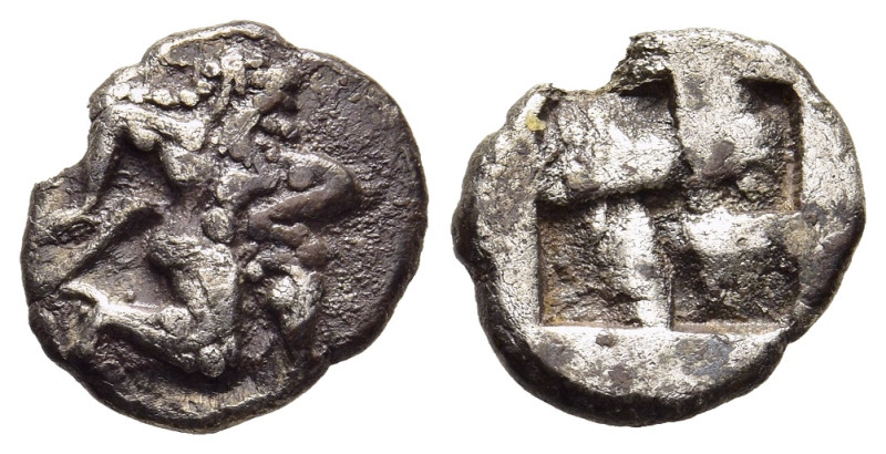 ISLANDS off THRACE. Thasos. Diobol (circa 500 BC).

Obv: Satyr running right, wh...