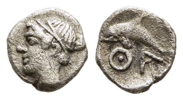 ISLANDS off THRACE. Thasos. Hemiobol (Circa 412-404 BC).

Obv: Head of nymph lef...