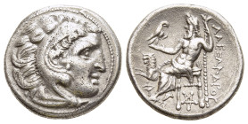 KINGS OF THRACE (Macedonian). Lysimachos (305-281 BC). Drachm. Kolophon. In the name of Alexander III of Macedon.

Obv: Head of Herakles right, wearin...