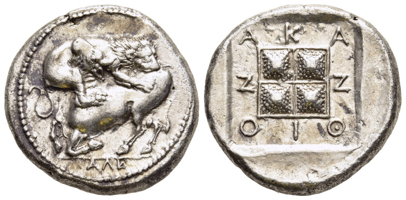 MACEDON. Akanthos. Tetradrachm (Circa 430-390 BC). Alexis, magistrate.

Obv: AΛ(...