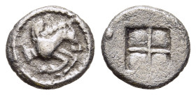 MACEDON. Argilos. Hemiobol (Circa 495-477 BC).

Obv: Forepart of Pegasus right.
Rev: Quadripartite incuse square.

HGC 3.1,481; SNG ANS 763.

Conditio...