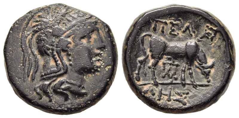 MACEDON. Pella. AE (circa 187-168 BC).

Obv: Helmeted head of Athena right.
R...