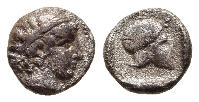 MACEDON. Skione. Hemiobol (circa 424-410 BC). 

Obv: Head of youthful Protesilao...