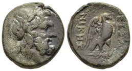 MACEDON. Thessalonica. AE (circa 1st century BC) .

Obv: Laureate head of Zeus right.
Rev: ΘΕΣΣΑΛΟ- NIKEΩN.
Eagle standing right with wings closed.

H...