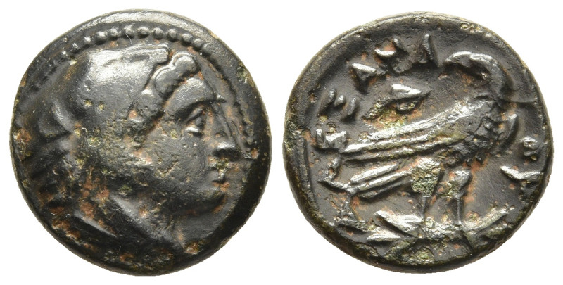 KINGS OF MACEDON. Alexander III 'the Great' (336-323 BC), AE Half unit. Amphipol...
