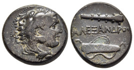 KINGS OF MACEDON. Alexander III 'the Great' (336-323 BC). AE Unit. Macedonian mint.

Obv: Head of Herakles right, wearing lion skin.
Rev: AΛΕΞΑΝΔΡΟΥ.
...