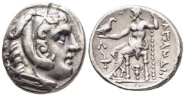 KINGS OF MACEDON. Alexander III 'the Great' (336-323 BC). Tetradrachm. Amphipolis.

Obv: Head of Herakles right, wearing lion skin.
Rev: AΛEΞANΔPOY.
Z...