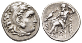 KINGS OF MACEDON. Alexander III 'the Great' (336-323 BC). Drachm. Lampsakos.

Obv: Head of Herakles right, wearing lion skin.
Rev: AΛΕΞΑΝΔΡΟΥ.
Zeus se...