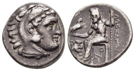 KINGS OF MACEDON. Alexander III 'the Great' (336-323 BC). Drachm. Lampsakos.

Obv: Head of Herakles right, wearing lion skin.
Rev: AΛΕΞΑΝΔΡΟΥ.
Zeus se...