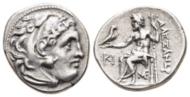 KINGS OF MACEDON. Alexander III 'the Great' (336-323 BC). Drachm. Lampsakos.

Obv: Head of Herakles right, wearing lion skin.
Rev: AΛEΞANΔPOY.
Zeus Aë...