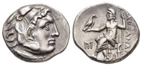 KINGS OF MACEDON. Alexander III 'the Great' (336-323 BC). Drachm. Abydos.

Obv: Head of Herakles right, wearing lion skin.
Rev: AΛEΞANΔPOY.
Zeus seate...
