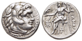 KINGS OF MACEDON. Alexander III 'the Great' (336-323 BC). Drachm. Magnesia.

Obv: Head of Herakles right, wearing lion skin.
Rev: AΛΕΞΑΝΔΡΟΥ.
Zeus sea...