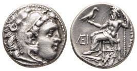 KINGS OF MACEDON. Alexander III 'the Great' (336-323 BC). Drachm. Kolophon.

Obv: Head of Herakles right, wearing lion skin.
Rev: AΛEΞANΔPOY.
Zeus sea...