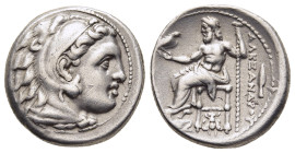 KINGS OF MACEDON. Alexander III 'the Great' (336-323 BC). Drachm. Magnesia.

Obv: Head of Herakles right, wearing lion skin.
Rev: AΛΕΞΑΝΔΡΟΥ.
Zeus sea...