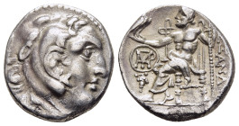 KINGS OF MACEDON. Alexander III 'the Great' (336-323 BC). Drachm. Chios.

Obv: Head of Herakles right, wearing lion skin.
Rev: AΛΕΞΑΝΔΡΟΥ.
Zeus seated...