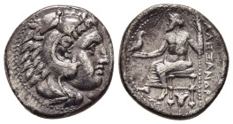 KINGS OF MACEDON. Alexander III 'the Great' (336-323 BC). Drachm. Sardes.

Obv: Head of Herakles right, wearing lion skin.
Rev: AΛΕΞΑΝΔΡΟΥ.
Zeus seate...